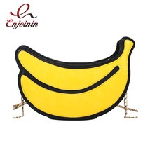 Trendy Personality Interesting Banana Shape PU Leather Chain Ladies Messenger Ba - £28.74 GBP
