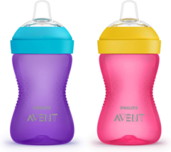 Leakproof Sippy Cups 10oz for Baby Girl Pink Purple Soft Silicone Spout 9mo + - £11.24 GBP