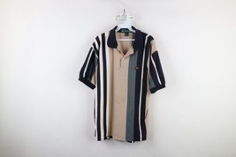 Vintage 90s Streetwear Mens Large Faded Striped Color Block Knit Golf Polo Shirt - £34.42 GBP