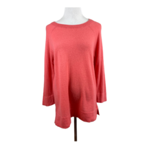 Lord &amp; Taylor Sweater Womens Medium Coral 100% Cashmere 3/4 Sleeve Scoop Neck - £23.61 GBP