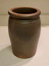 Antique Vintage 10 1/2&quot; x 6&quot; Gray Redware Stoneware Crock - £77.49 GBP