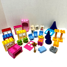Lego Duplo Mixed Lot of 33 Blocks Doors Window Towers Chairs Tables Sinks - £17.63 GBP