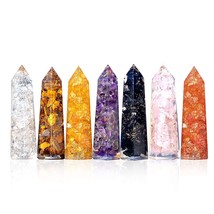 Set Of 7 Orgone Healing Point Wands With 3.5&quot; Amethyst Crystal, Rose Qua... - £35.88 GBP