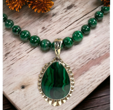 Jay King DTR .925 Mine Finds Dark Green Malachite Gemstone Necklace &amp; Pe... - $280.49