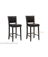2 Bar Stools Modern Black Or Brown Faux Leather Nail Head Trim Wood Fram... - $299.95