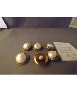 6 Sewing Buttons White Center with Gold Trim finish 3/4&quot;  - £4.55 GBP