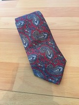 Jonathan Lake Red Paisley Men’s 100% Silk Skinny Tie  Handmade EUC - £6.55 GBP