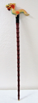 Antique Handcrafted Hand Painted Dragon Handle Twisted Wood Walking Stick Cane  - £100.21 GBP