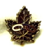 Maple Leaf Pin Red White Blue Rings Sterling Silver 1/2&quot; - $10.39