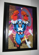 Captain America Poster FRAMED w/ Shield Jim Lee DC Publisher Avengers MCU Movie - £62.64 GBP
