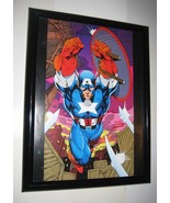 Captain America Poster FRAMED w/ Shield Jim Lee DC Publisher Avengers MC... - £63.38 GBP