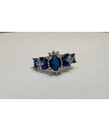 Multi Gem Crystal Crown Style Ring Silver Colored Band Size 8-10 - £16.61 GBP