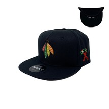 Indian Feathers Tomahawk Snapback Hat All Black - £19.34 GBP