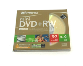 Memorex Mini DVD+RW 30 Min 1.4 GB Sealed - £6.19 GBP