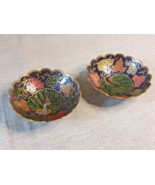 Pair Of Pretty Enameled Cloisonne Peacock Design Miniature Trinket Dishes - €40,75 EUR