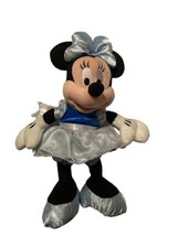 Disney Parks Minnie Mouse Plush with Blue &amp; Silver Dress - £19.57 GBP