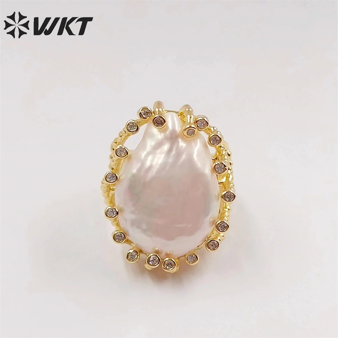 WT-MPR048  WKT 2023 Exquisite Natural Pearl Ring Women Gift Hot Style Beautiful - £29.59 GBP