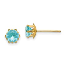 14K Gold Synthetic Aquamarine March Birthstone Earrings Jewerly a x a - £45.45 GBP