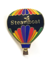 Steamboat Ski Resort Colorado Hot Air Balloon Pin Advertise Souvenir Rainbow - £10.40 GBP