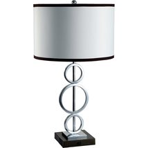 29&quot; Silver Metal Bedside Geo Table Lamp with White and Black Trim Classi... - £177.76 GBP