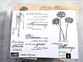 Stampin Up! 2007 Happy Harmony wood block set 6 pieces Dreams Happiness - $13.67