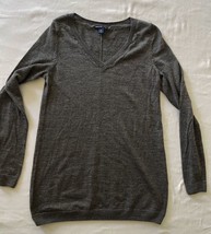 Gap Sweater Maternity M Gray Knit L/S V-Neck  Lightweight Ultra Soft Wool - £7.67 GBP