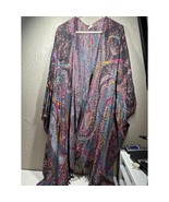 Ellis Dewey White Label Shawl Kimono One Size OS Paisley Embroidered - $1,023.42 MXN