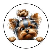 Cute Yorkie Envelope Seals Labels Stickers 1.5&quot; Round puppy dog (30) Favors - $7.49