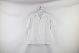 Vintage 40s Rockabilly Mens Size Medium Sheer Weave Collared Button Shirt White - £110.75 GBP