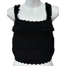 Sandro Amara Scalloped Edge Sleeveless Top Black Size 2 US Medium New  - £64.90 GBP