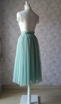 Sage Green Tulle Midi Skirt Outfit Bridesmaid Custom Plus Size Midi Tulle Skirt image 4