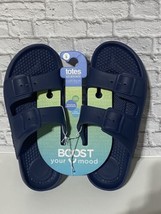 TOTES Men&#39;s Lightweight SolBounce Ara Double Navy Blue Buckle Slides NWT... - $22.72