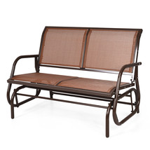 48&quot; Patio Swing Glider Bench Chair Loveseat Rocker Lounge Outdoor Garden Brown - £163.06 GBP