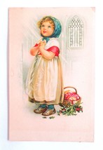 Trenton Cracker Co. OTC Color Litho Trade Advertising Post Card Girl Praying - £2.96 GBP