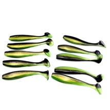 10x Green 2&quot; Rubber Swim bait Fishing Lures Anchovy Color Swimming T Tail 10Pack - £7.83 GBP