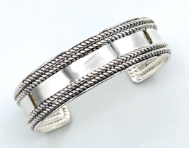Vintage Signed Best Silver Tone Roped Cuff Bracelet - $19.80