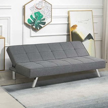 Futon Sofa Bed Convertible Adjustable Sleeper with Stainless Steel Legs - £350.62 GBP