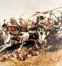 Indians Attacking On Horse Native Americans 1978 Old West Print Russell LGAD99 - £37.33 GBP