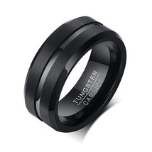 ZORCVENS New Brand Fashion 8mm Black Tungsten Carbide Rings for Men High Quality - £18.97 GBP