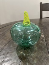 KOSTA BODA Green Gourd/Pumpkin Signed Gunnel Sahlin Art Glass Frutteria ... - $49.49