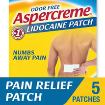 Aspercreme Lidocaine Patch Max Strength Odor Free - 5 Count / Arthritis.. - £17.40 GBP