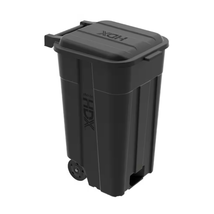 45 Gal Trash Can Black Outdoor Vented  with Wheels, Attached Lid - £37.23 GBP