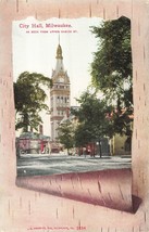 Milwaukee Wi~City Hall As Seen From Oneida Street~Peeled Birch Bark Postcard - £7.12 GBP