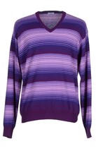 Natari Bologna Men&#39;s Purple Stripes Wool Cashmere Sweater Sz US 48 EU 58... - £57.69 GBP
