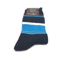 Yelete Men&#39;s Socks Striped Navy Turquoise White Cotton Polyester Size 10... - £5.60 GBP