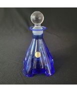 MCM Vintage Collezione Crystal Glass Line Italy Blue Perfume Bottle &amp; St... - £19.46 GBP