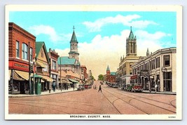 Postcard Broadway Everett Massachusetts Street View - £5.69 GBP