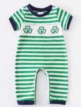 NEW St. Patrick&#39;s Day Shamrock Boutique Baby Boys Short Sleeve Romper Jumpsuit - £10.83 GBP