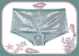 L Seafoam Sage Dust Green Full Velvet Rare Victorias Secret Logo Shortie Pantie - £9.99 GBP