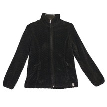 FREE COUNTRY Women&#39;s S Black Herringbone Plush Faux Fur Full Zip Teddy Jacket - £17.01 GBP